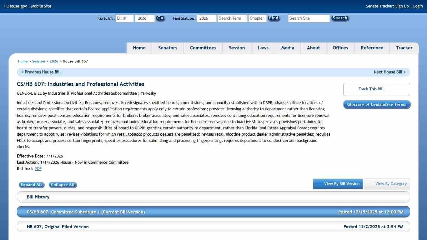 House Bill 607 (2026) - The Florida Senate